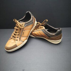 Geox Respira Men's Size 10 Dark Brown & Tan Leather & Suede Tie Closure Shoes